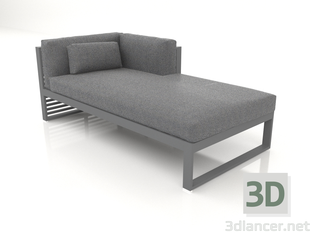 modèle 3D Canapé modulable, section 2 droite (Anthracite) - preview