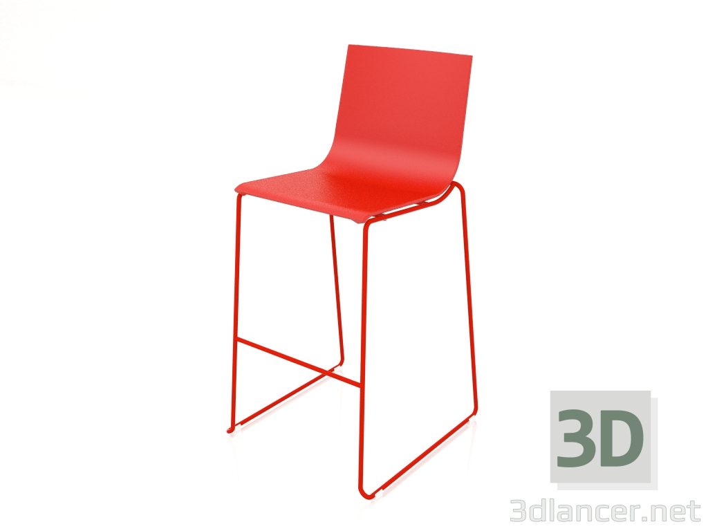 Modelo 3d Banqueta alta modelo 1 (Vermelho) - preview