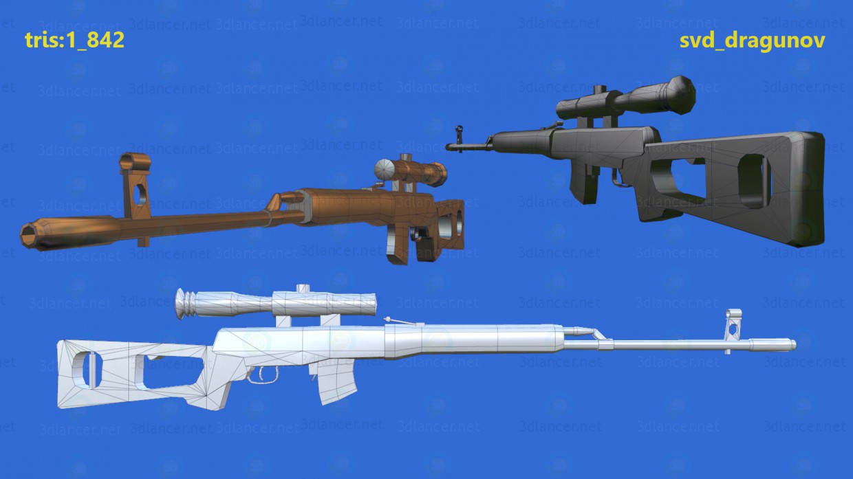 Modelo 3d Dragunov SVD - preview