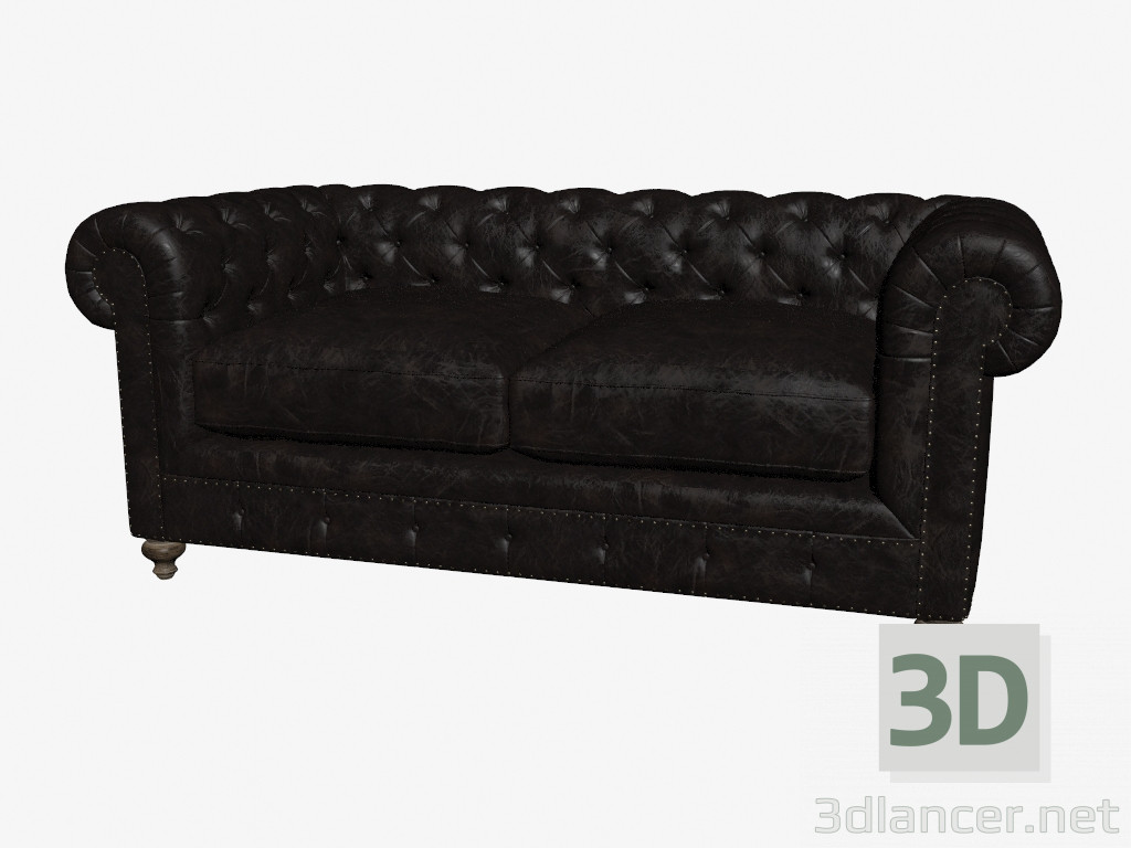 modello 3D Divano in pelle doppio 77 '' CLUB LEATHER SOFA (7842-3010 VL) - anteprima