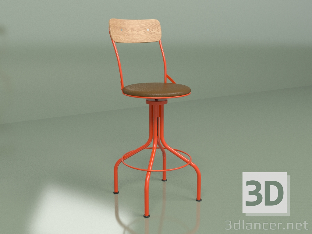 modèle 3D Tabouret de bar Vigneron (rouge) - preview