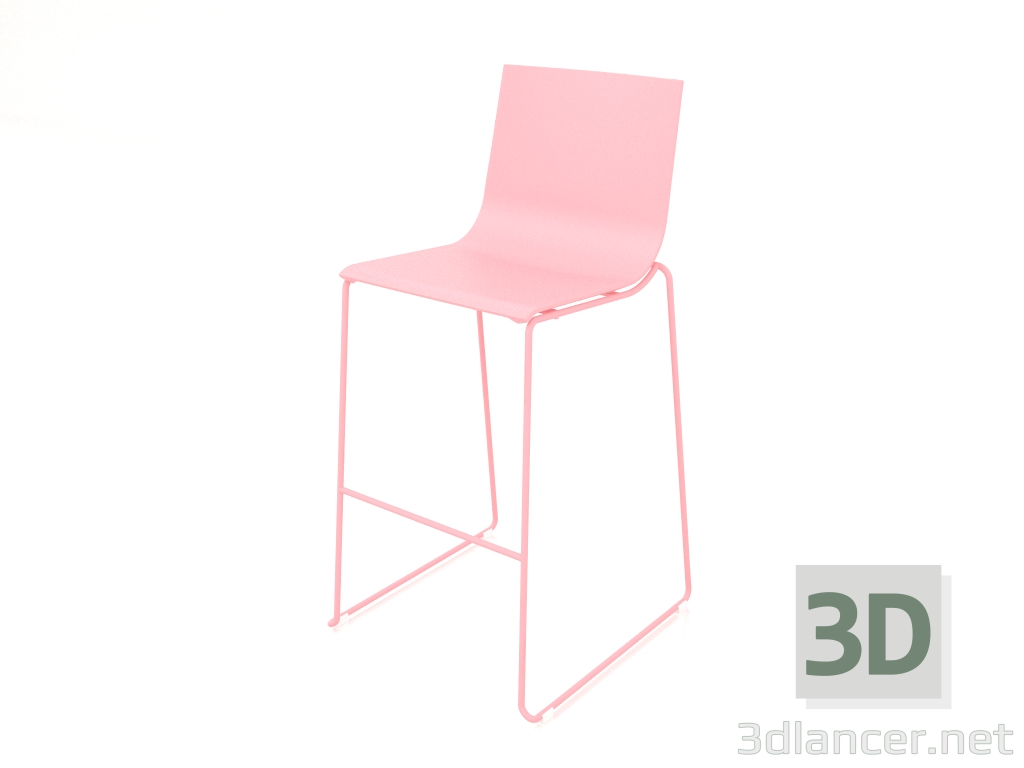 3d model Taburete alto modelo 1 (Rosa) - vista previa