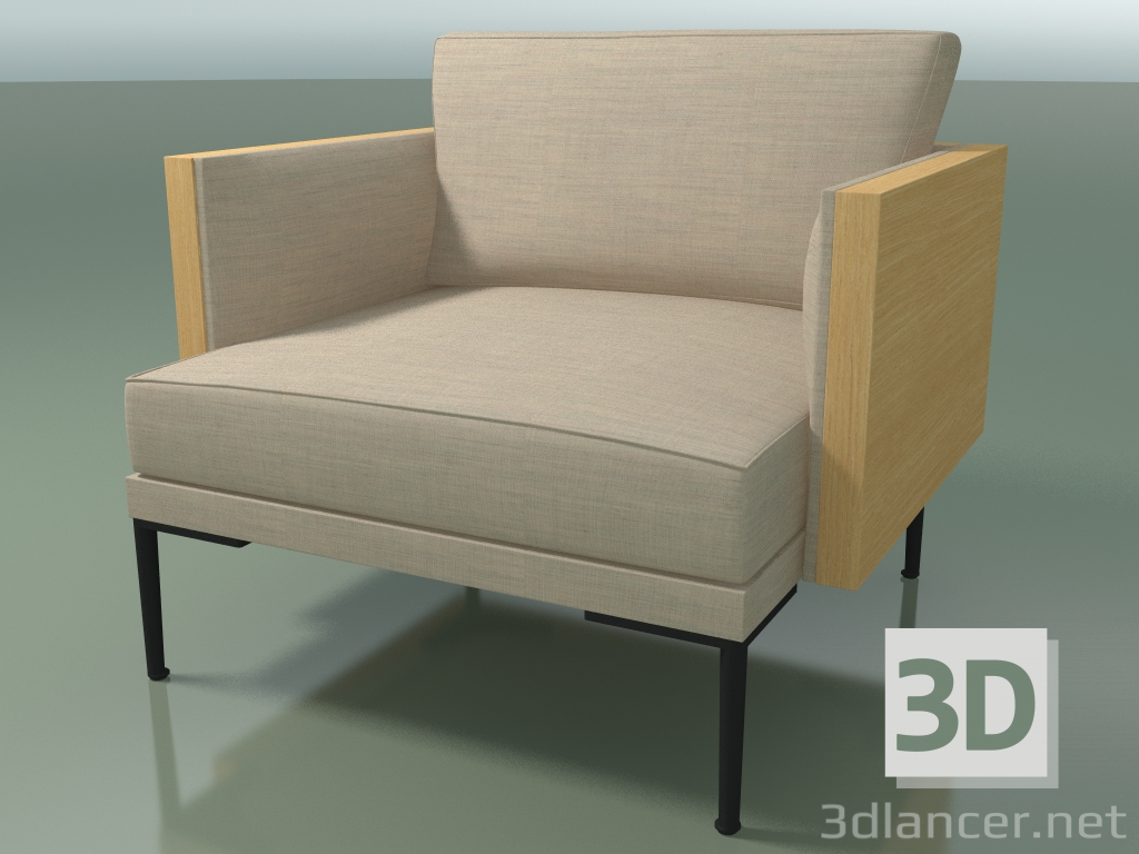 modello 3D Sedia singola 5211 (rovere naturale) - anteprima