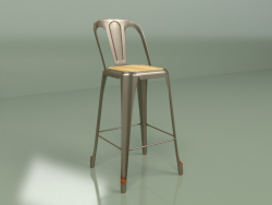 Silla semi-bar Marais con asiento de madera (gun bronce)