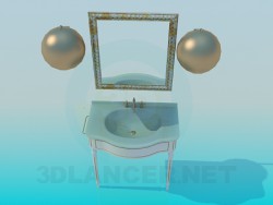 Washbasin with mirror