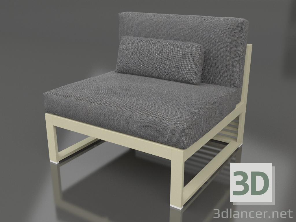 Modelo 3d Sofá modular, secção 3, encosto alto (Ouro) - preview