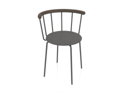 Silla de comedor Babette (cuero antracita, roble oscuro, acero oscuro)