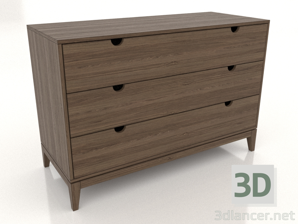 3D Modell Kommode 1200x500 mm (beleuchtete Esche Nussbaum) - Vorschau