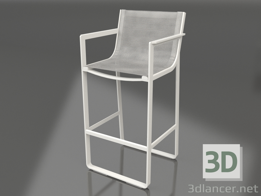 3d model Taburete con respaldo alto y reposabrazos (gris ágata) - vista previa