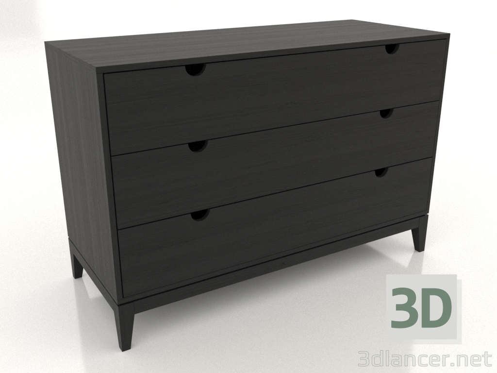 3d model Cajonera 1200x500 mm (negro RAL 9005) - vista previa