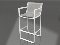 Tabouret avec dossier haut et accoudoirs (Blanc)