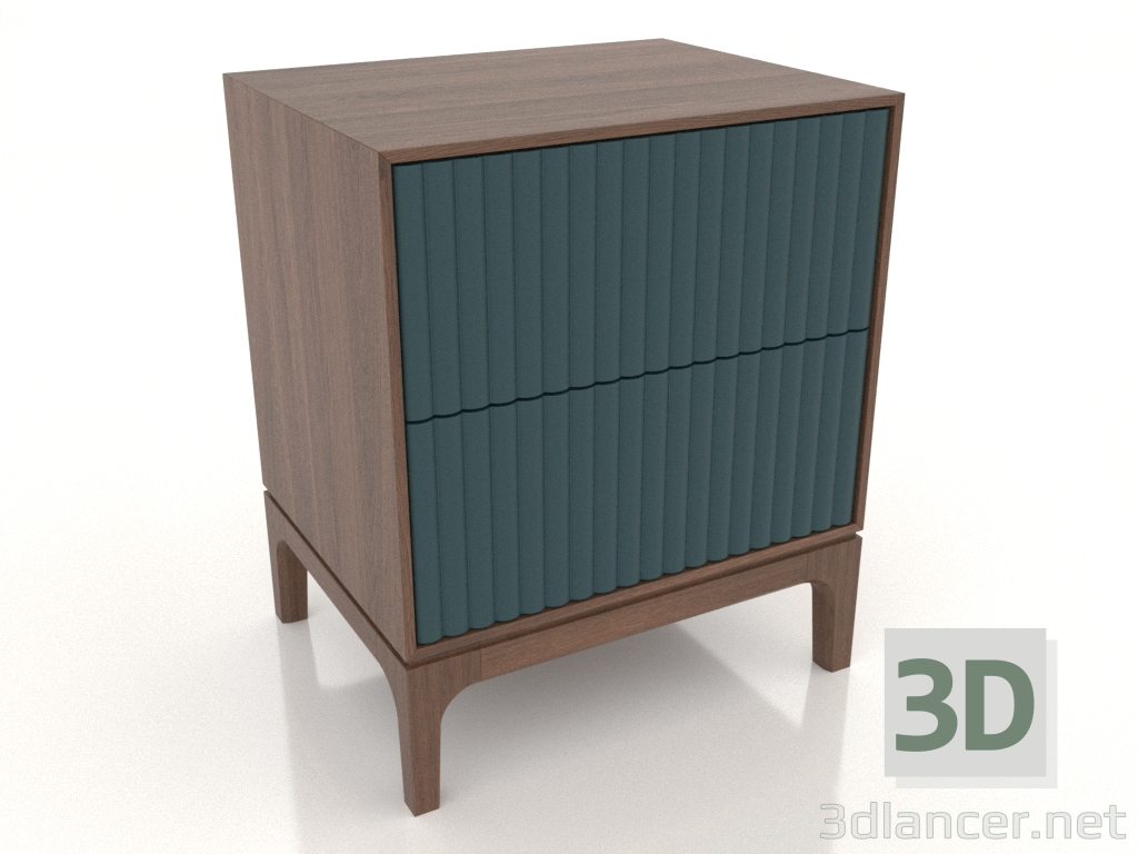 3D Modell Nachttisch FARGO 2 Schubladen mit gefrästen Fronten (Meereswelle, Tabakeiche, Option 4) - Vorschau