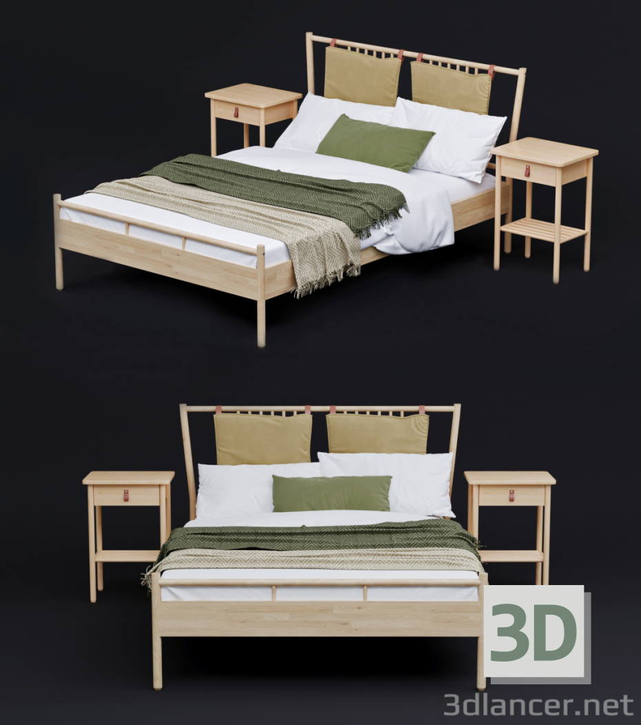 Cama IKEA BJÖRKSNÄS 3D modelo Compro - render