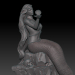 3d Mermaid on the stone model buy - render