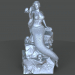 3d Mermaid on the stone model buy - render