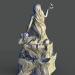 3d Mermaid on the stone model buy - render