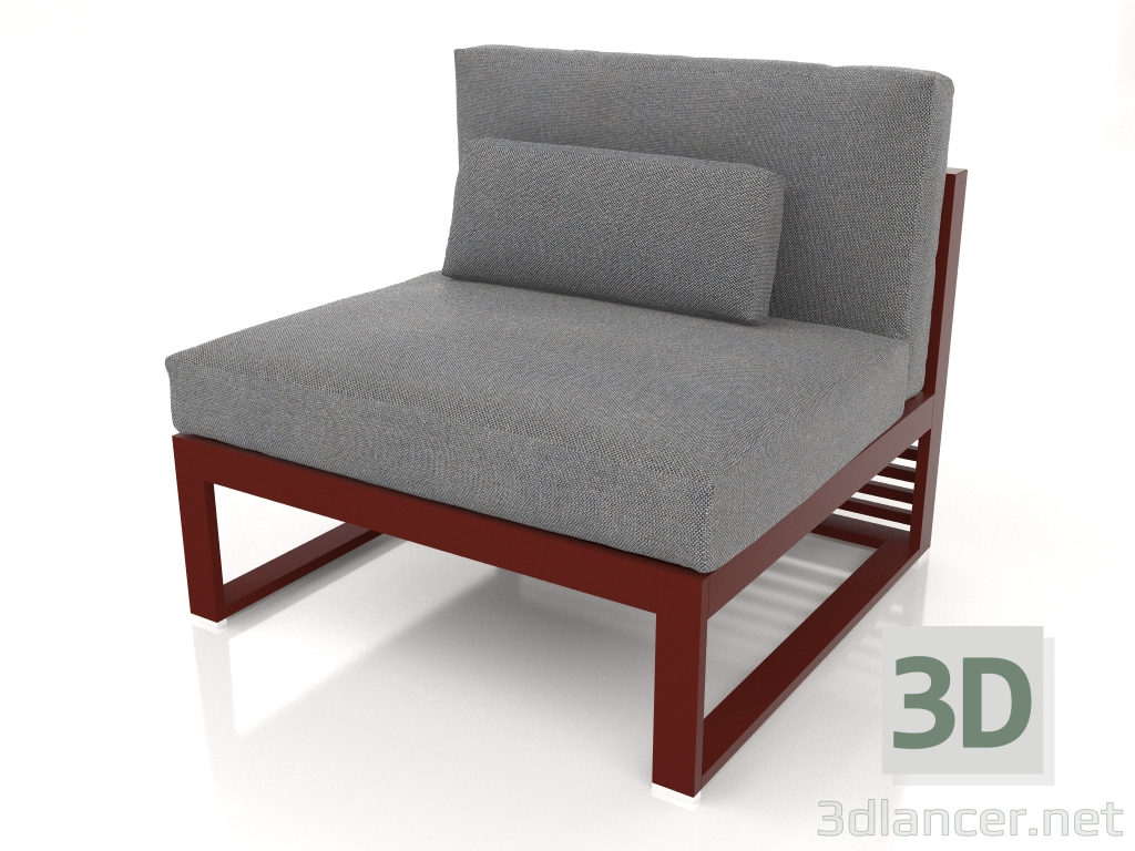 3d model Modular sofa, section 3, high back (Wine red) - preview