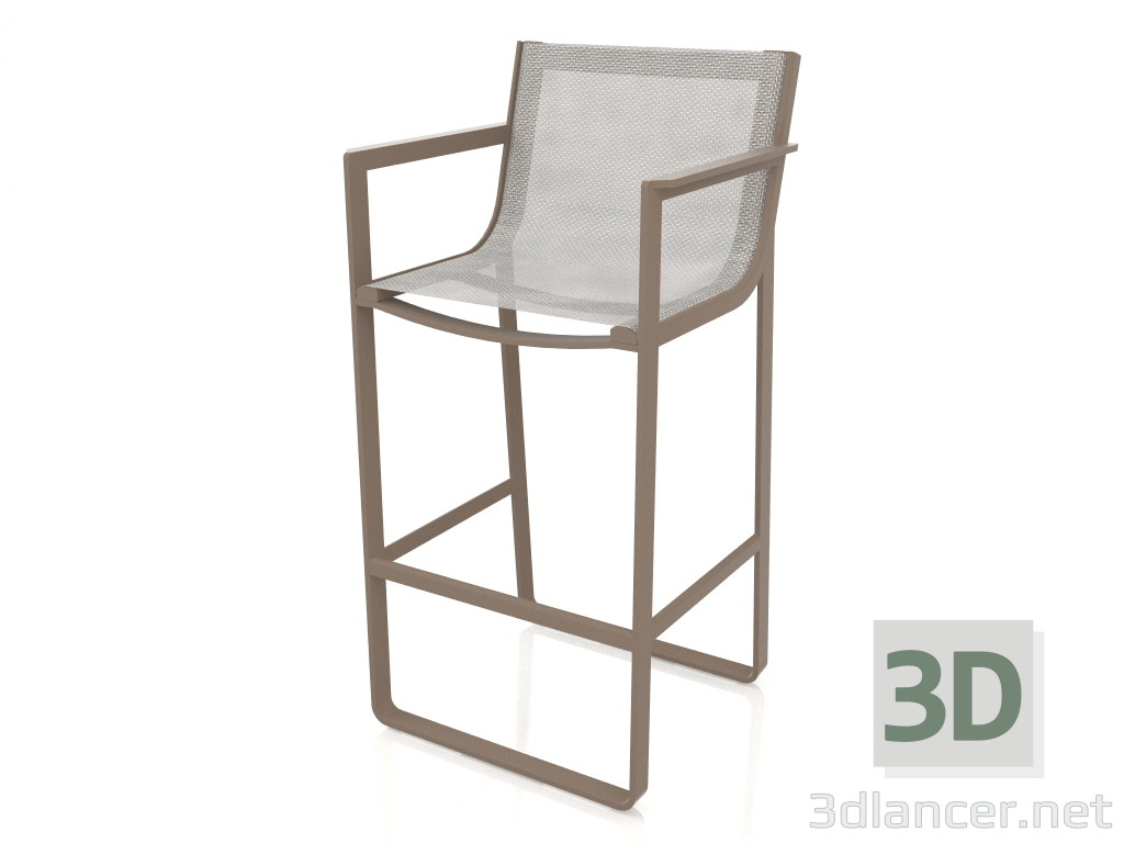 modèle 3D Tabouret avec dossier haut et accoudoirs (Bronze) - preview