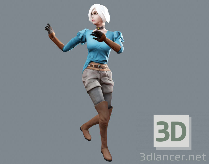 modèle 3D de Fille de dessin animé Low-poly acheter - rendu