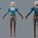 modèle 3D de Fille de dessin animé Low-poly acheter - rendu