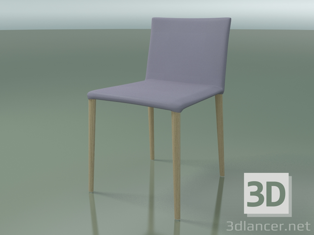 modello 3D Sedia 1707 (H 77-78 cm, con rivestimento in pelle, rovere sbiancato L20) - anteprima