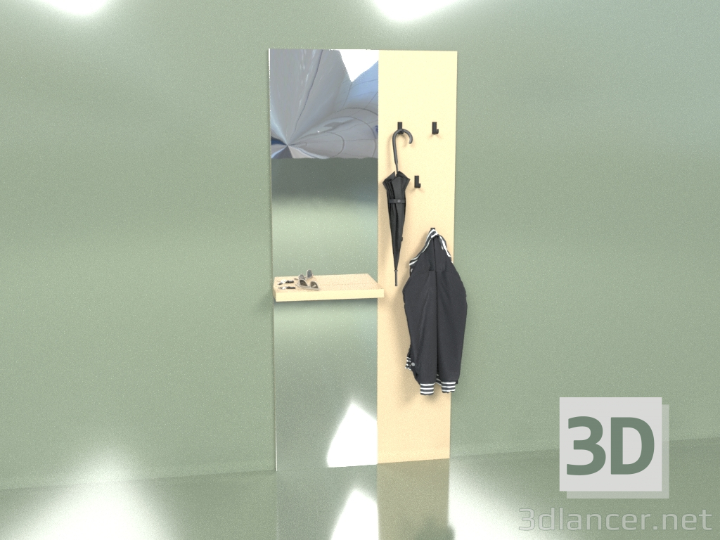 3d model Percha con espejo y balda (10412) - vista previa