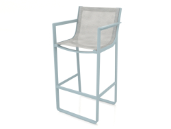 Tabouret avec dossier haut et accoudoirs (Bleu gris)