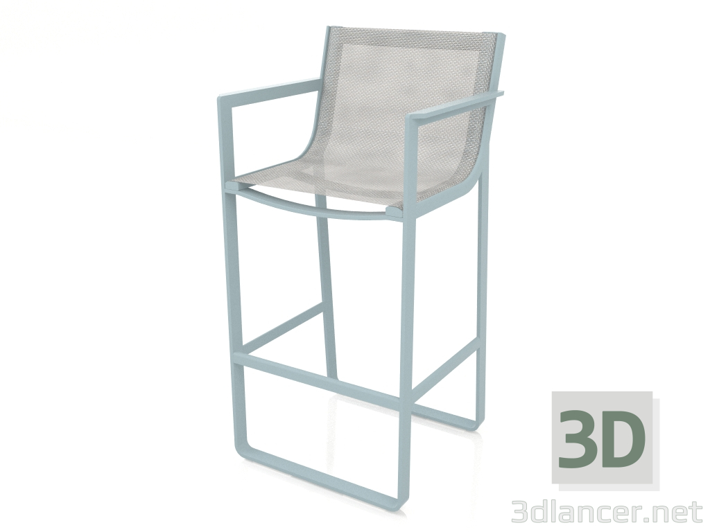 3d model Taburete con respaldo alto y reposabrazos (Gris azul) - vista previa