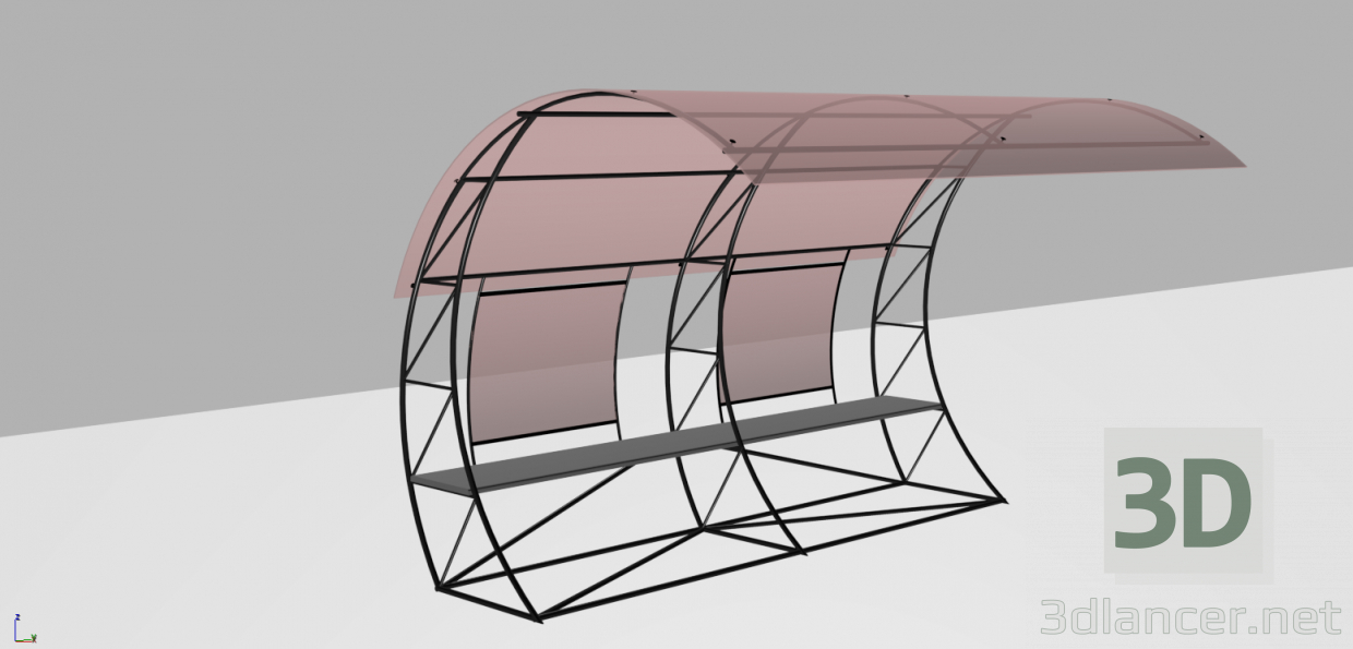 3D modeli otobüs durağı - önizleme