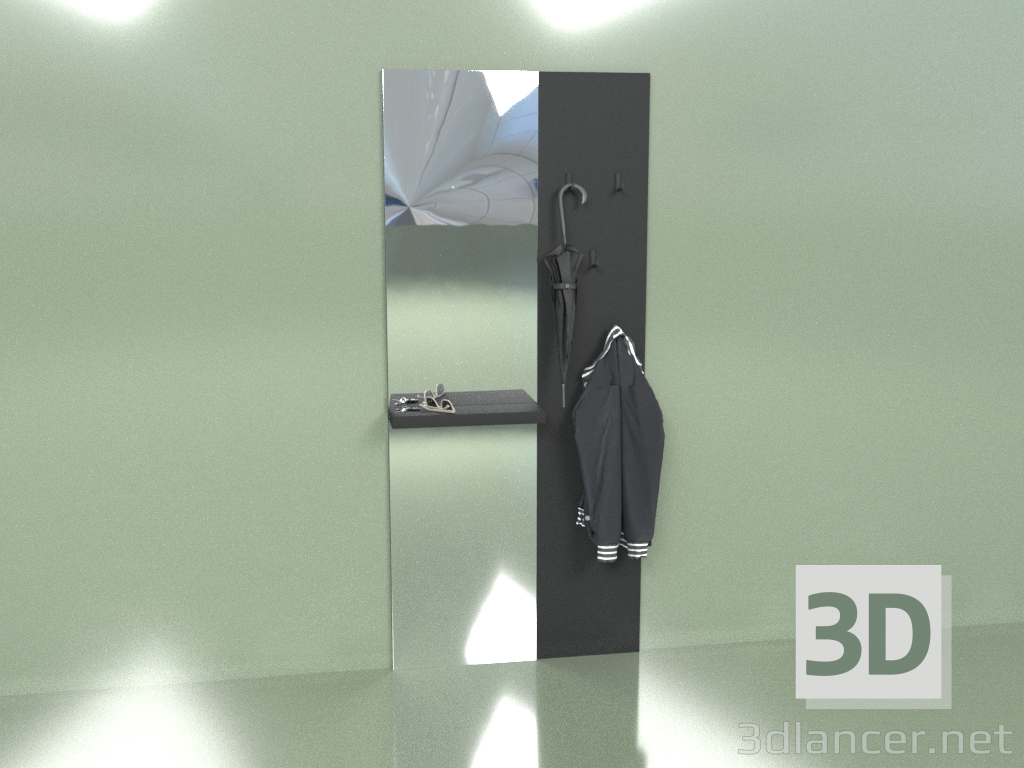 3d model Percha con espejo y balda (10413) - vista previa