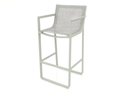 Tabouret avec dossier haut et accoudoirs (Gris ciment)