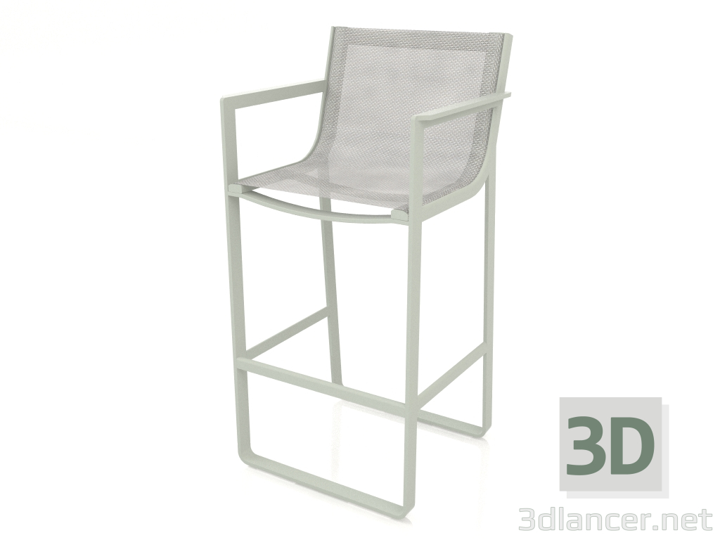 3d model Stool with a high back and armrests (Cement gray) - preview