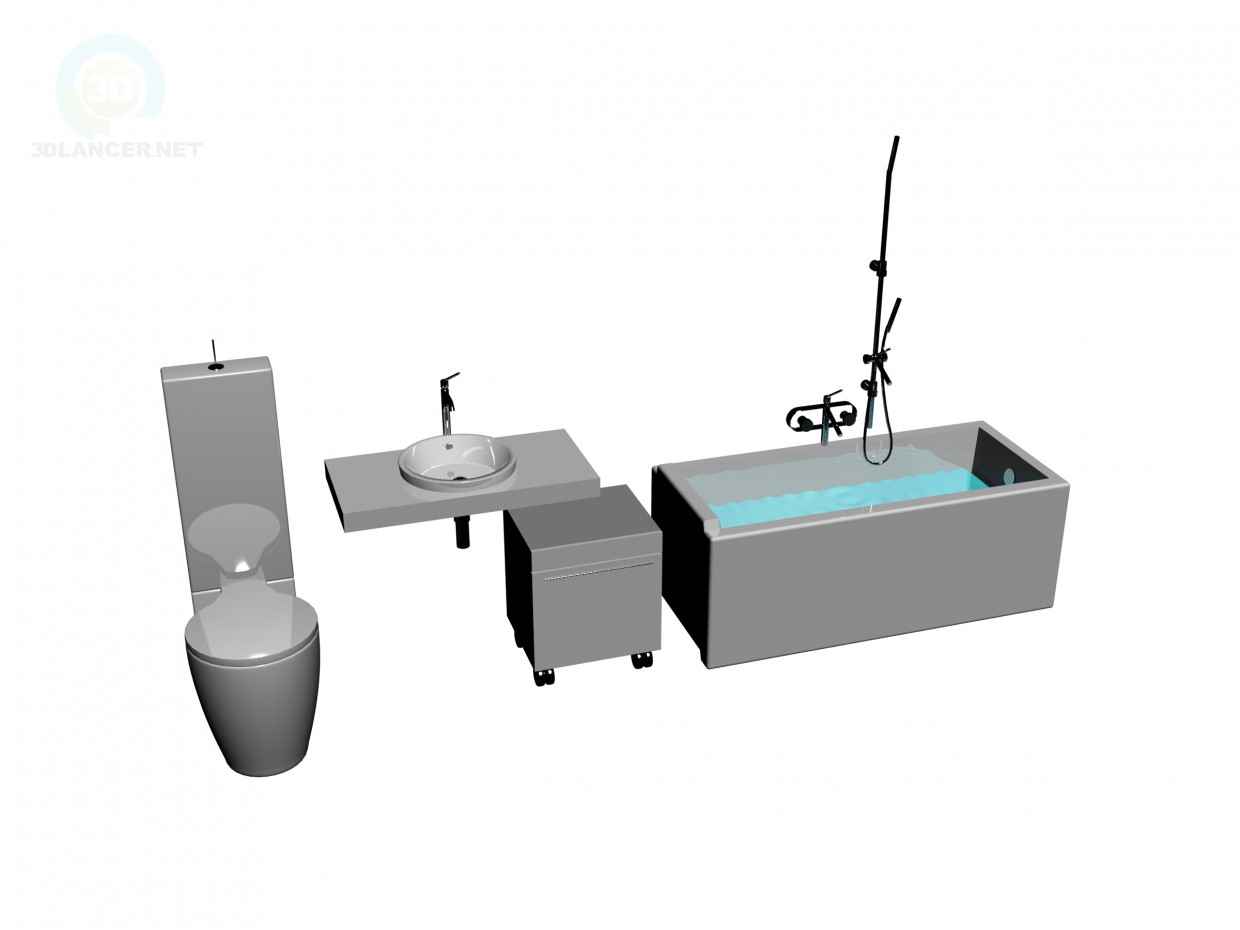 modello 3D Insieme di articoli sanitari, Starck - anteprima