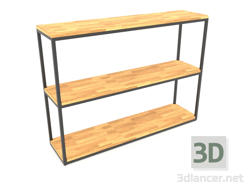 modèle 3D Rack-console rectangulaire (PLANCHER BOIS, 120x30x86, 3 étagères) - preview