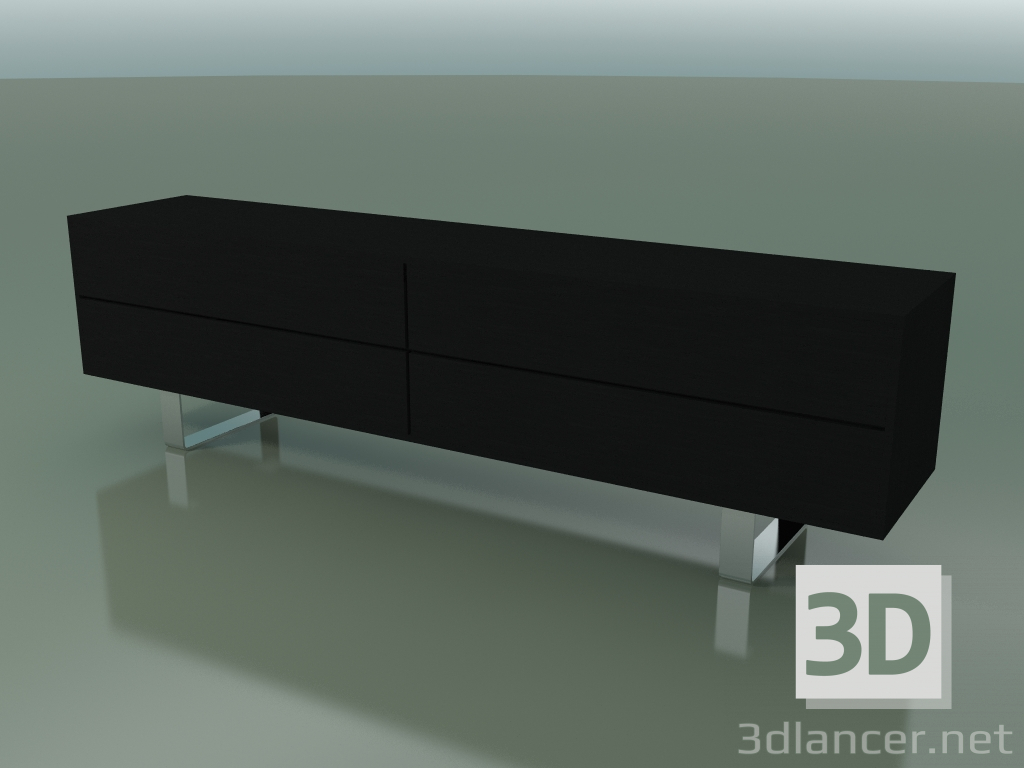 3d model Cómoda de 4 cajones (64, pies de acero cepillado, lacado en negro) - vista previa