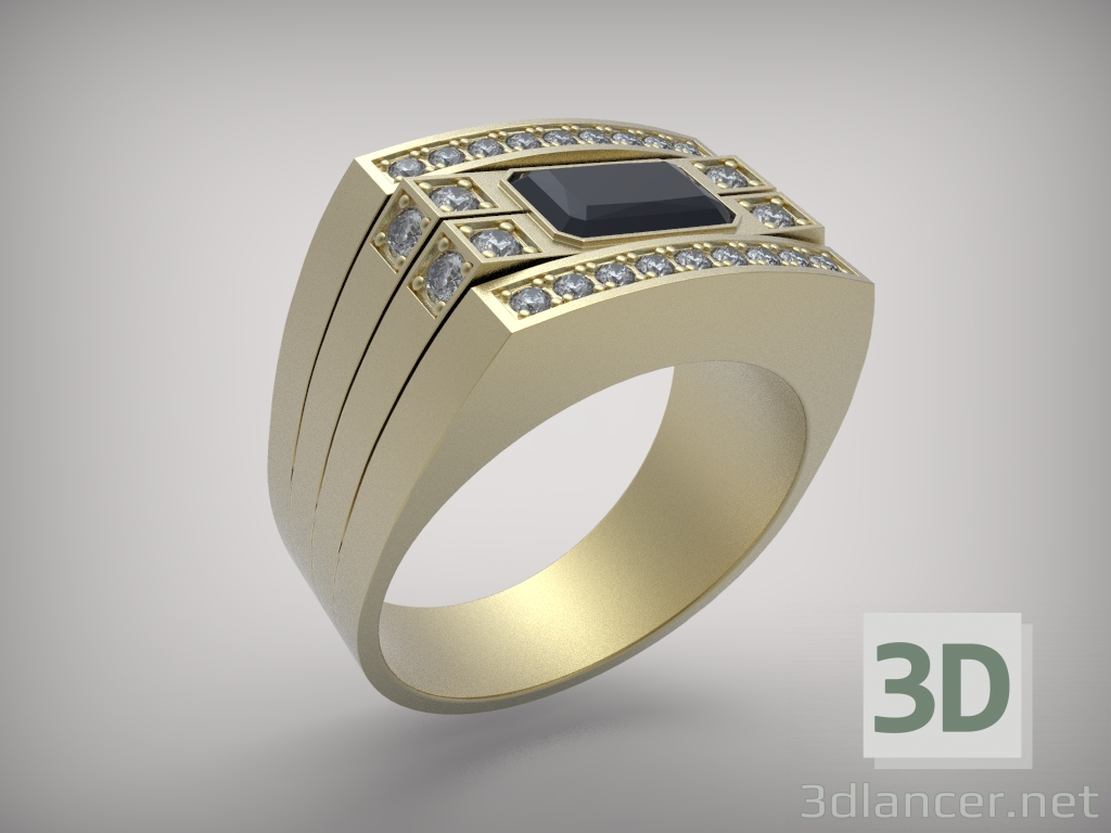 modello 3D di L'anello con un onice nero comprare - rendering