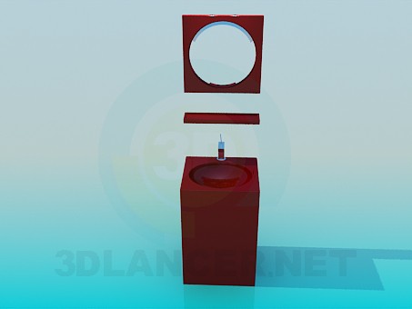 3d model Lavabo con espejo - vista previa