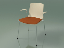 Chair 3976 (4 metal legs, with a pillow on the seat and armrests, white birch)