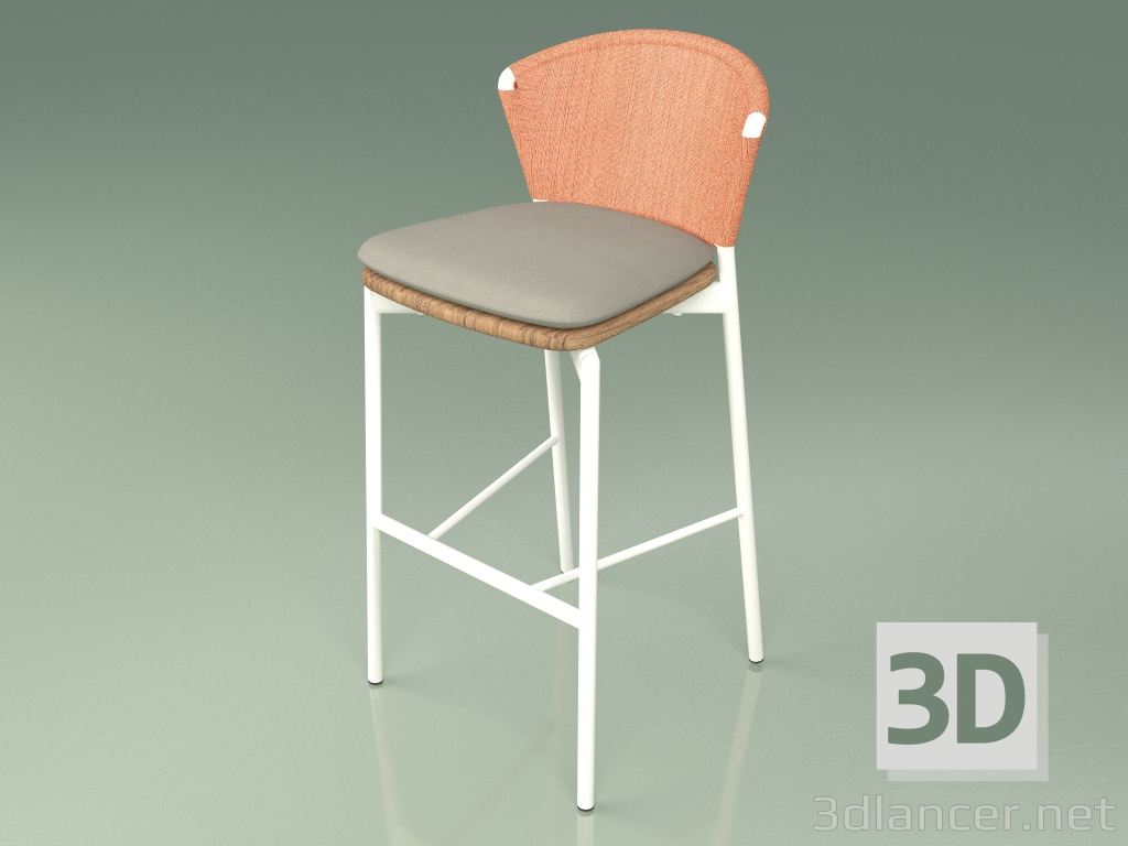 3d model Taburete de bar 050 (Naranja, Metal Milk, Teca) - vista previa