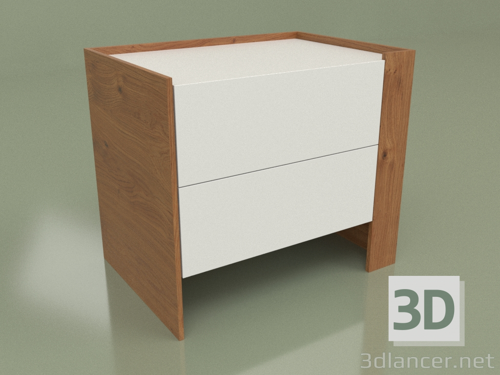 modello 3D Comodino CN 200 (Noce, Bianco) - anteprima