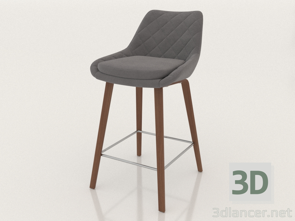 modello 3D Sedia semi-bar Joan (65) (grigio) - anteprima