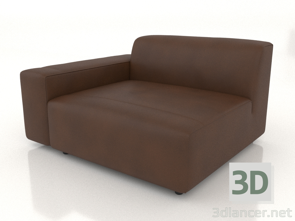 3d model Single sofa module with a low armrest on the right - preview