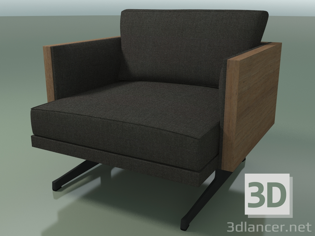 3d model Asiento individual 5211 (patas en H, nogal) - vista previa