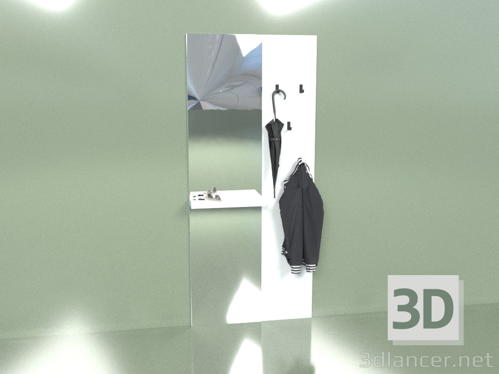 3d model Percha con espejo y balda (10411) - vista previa