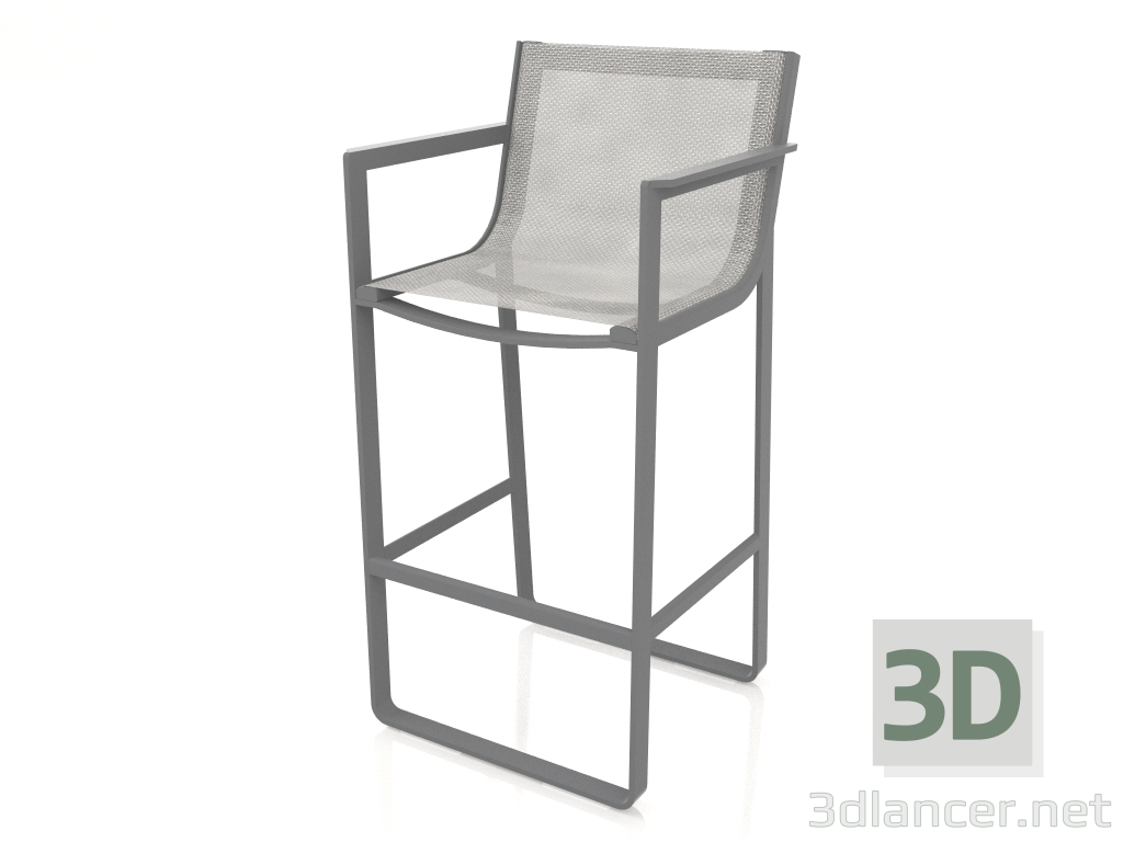 modèle 3D Tabouret avec dossier haut et accoudoirs (Anthracite) - preview