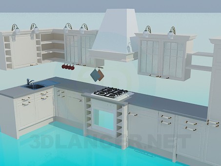 3d model Conjunto de cocina luminosa - vista previa