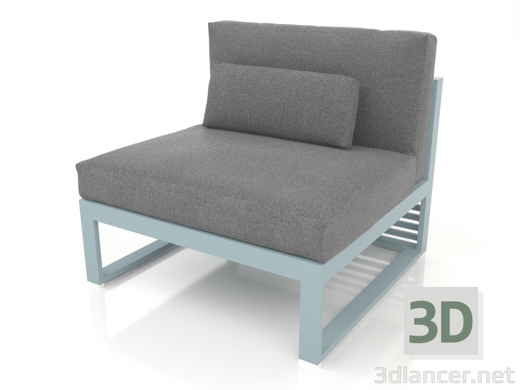 modello 3D Divano modulare, sezione 3, schienale alto (Grigio blu) - anteprima