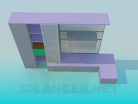 3d model Colored furniture wall unit - preview