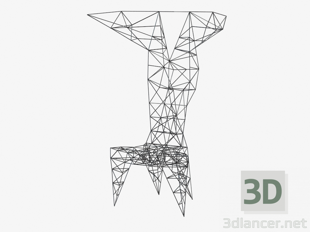 3D modeli Sandalye Çerçevesi (Siyah) Pilon Sandalyesi - önizleme