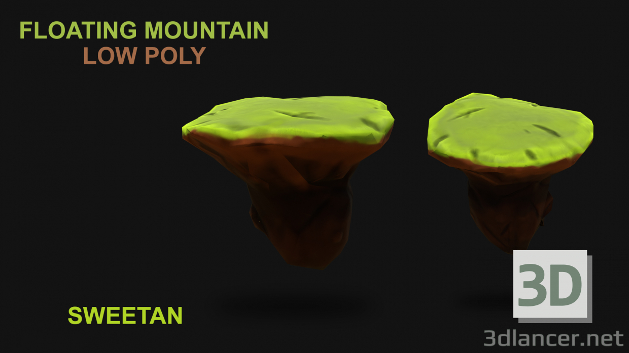 modèle 3D Montagne flottante 3D - Low poly - preview